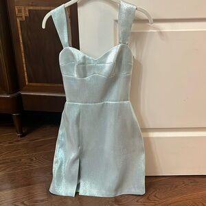 Amanda Uprichard gorgeous light blue metallic mini dress
